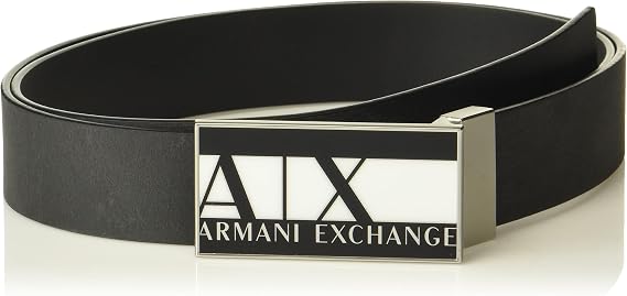 Armani Exchange A|X Contrast Logo Buckle Belt, Black, One-Size
