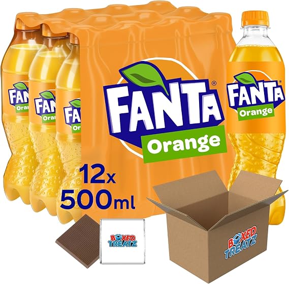 Fanta Selection 12x500ml Fanta Orange Bottles Convenient Bulk For School, Business Or Parties Boxed Treatz
