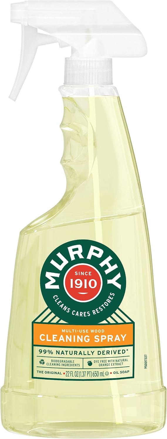 Murphy Oil Soap Wood Cleaner Spray for Multi-Use, Orange Scent, 22 fl oz | For Use on Wood Floors, Cabinets, Tables, Chairs, Labeling, Laminate Floors, Bookcases, and Furniture, No-Rinse, No Residue