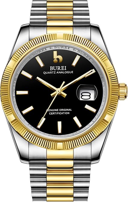 BUREI Mens Watches Luxury Stainless Steels Analog Business Fashion Waterproof Watches for Men,Gifts for Men