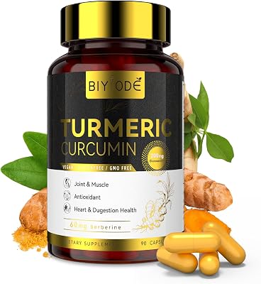 Turmeric Curcumin Supplement 500mg: with Berberine 60mg & Glucosamine Chondroitin Boswellia MSM for Joint & Digestive Health Support Supplement Total 946mgServing 90 Capsules