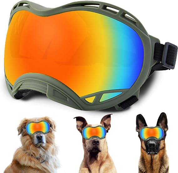 Dog Sunglasses,Doggles Anti-UV Protection,Pet Sunglasses with Adjustable Strap,Suitable for Motorcycle Car Driving Bike Riding Hiking Swimming Wind Dust Fog Dog Eye Protection