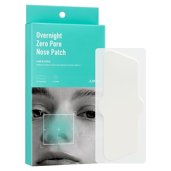 JUMISO Overnight Zero Pore Nose Patch (10 Patches) Post-Extraction Sebum & Pore Care Sleeping Mask, LHA + Collagen + TECA, Absorbs Excess Oil & Smooths Large Pores, Korean Skincare