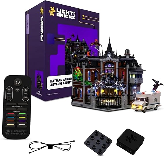 LED Light Kit for LEGO 76300 Batman Arkham Asylum with 2.0 Remote Control Pack DIY Lighting Accessories for Superhero Display (Model Not Included)