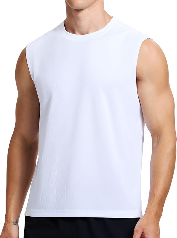 Mens Workout Tank Tops Quick Dry Sleeveless Running Shirts Gym Muscle Bodybuilding Shirts for Men