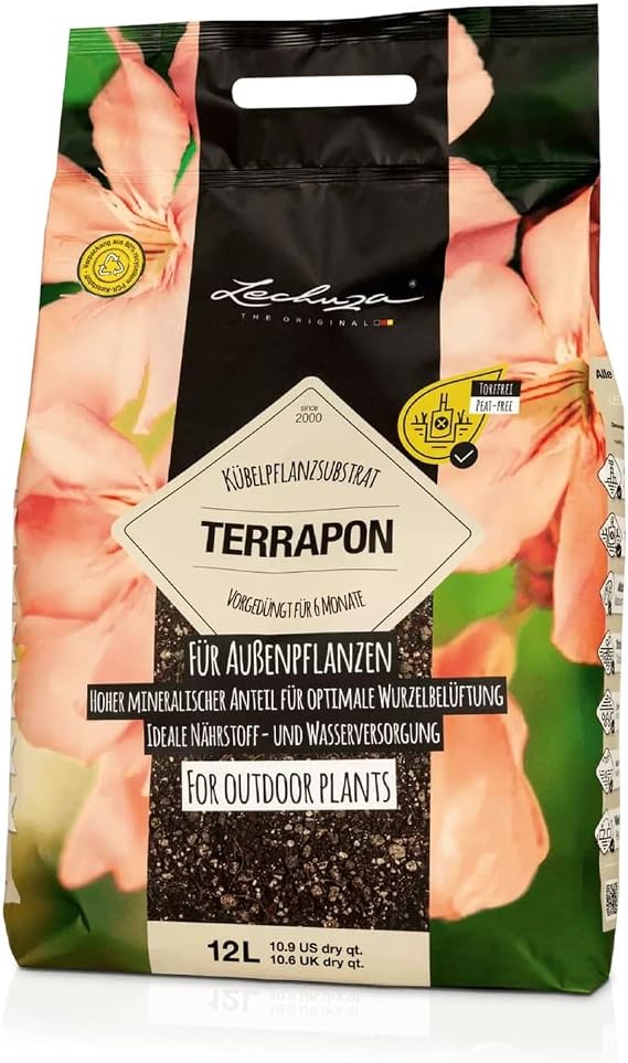 LECHUZA TERRAPON Peat-Free Compost for Outdoor Plants Organic Perlite 12L