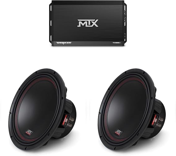 MTX Terminator 1000-Watt RMS 1 Mono Block Class D Amplifier and Two MTX Audio 5510-44 55-Series 10" 400W RMS Dual 4-Ohm Subwoofer