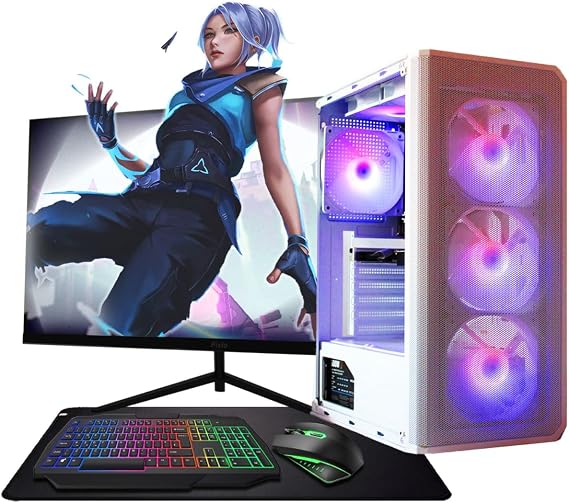 ASC Intel Core i7 Gaming Bundle • GT730 2GB Graphics Card • 16GB RAM • 256GB SSD+1TB HDD • 500W 80+ PSU • White 6 Fan RGB Gaming Case • WIFI • Windows 11 • 22" Monitor Bundle