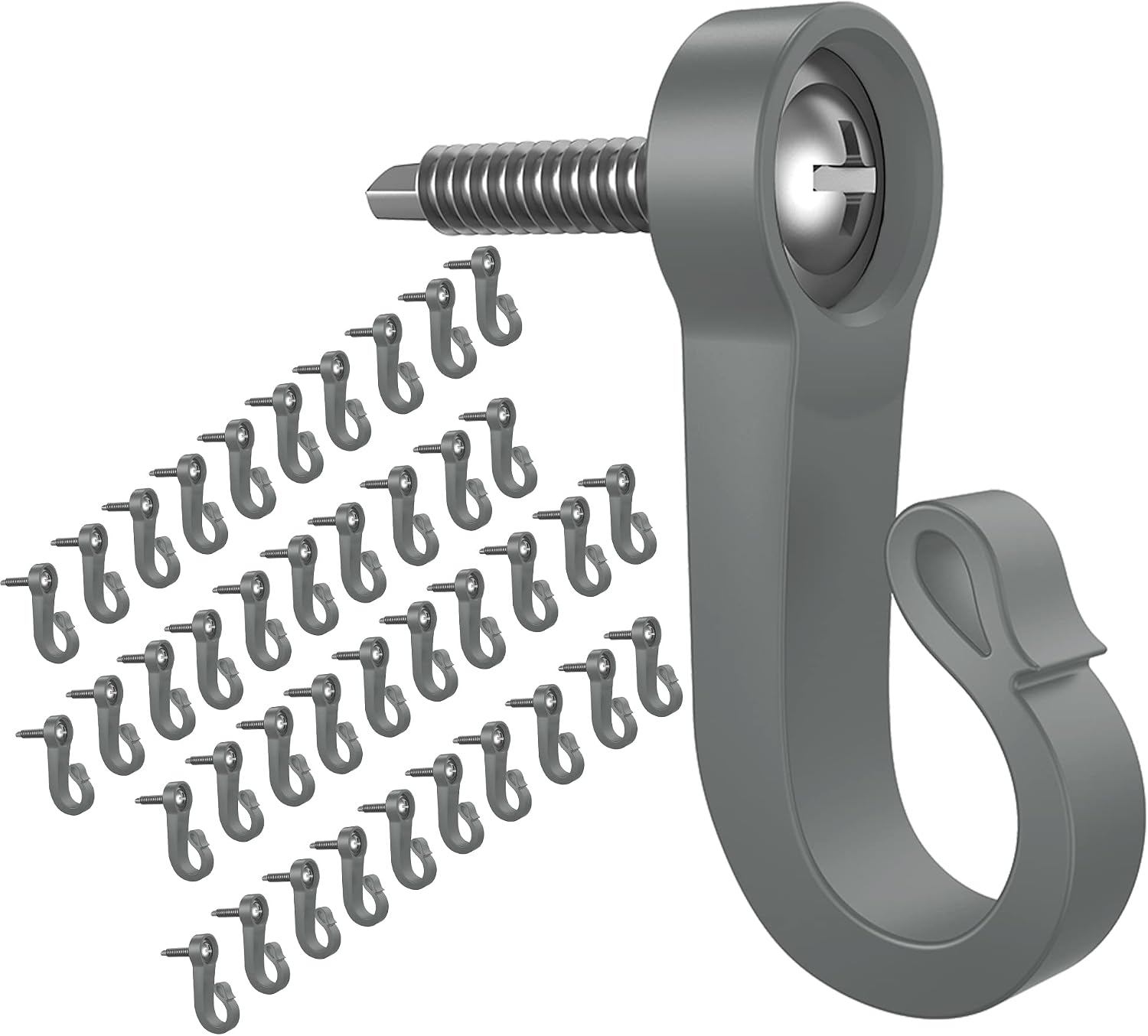 Pack of 40 Q Hanger, Screws in Hooks Christmas and Outdoor Hooks for String and Fairy Lights, Garage and Party Outdoor Easy Release Wire