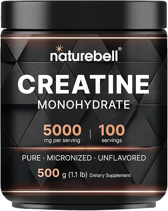 NatureBell Micronized Creatine Monohydrate Powder 5,000mg, 500g