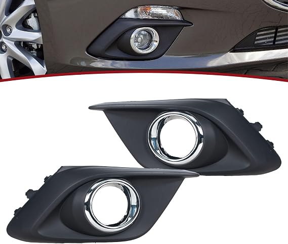 For Mazda 3 Axela 2014-2016 Front Bumper Fog Light Grille Cover Trim Cap Frame Hood with Chrome Hole Left&Right