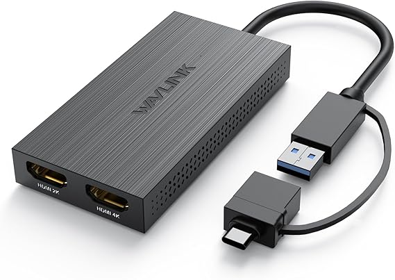 WAVLINK USB 3.0 or USB C to Dual HDMI Adapter, HDMI Splitter Extended Display for Dual Monitors, Support 3 Separate Screens for Windows, MacOS, Thunderbolt 3/4, 1080P@60Hz