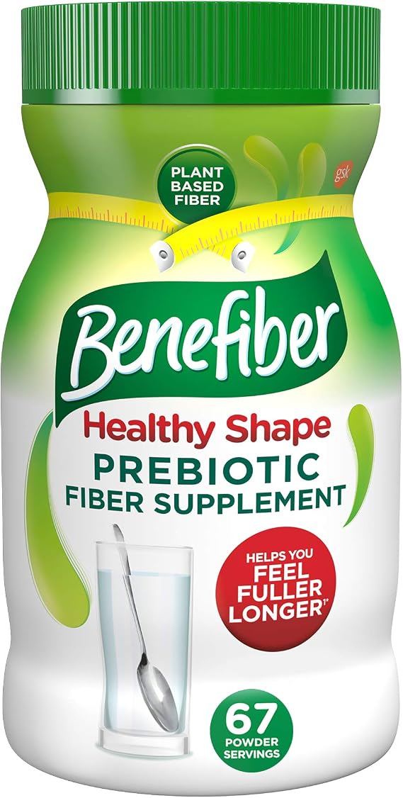 Benefiber Healthy Shape Prebiotic GLP-1 Friendly Fiber Supplement Powder for Digestive Health, Daily Fiber Powder - 67 Servings (17.6 Ounces)