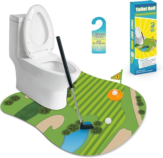 Funny Mini Golf Gag Gifts for Men, Toilet Golf Bathroom Game for Adults