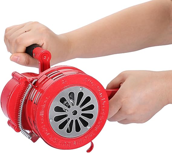 Sumnacon Hand Crank Siren Manual Operated Air Raid Siren with Handle, Red