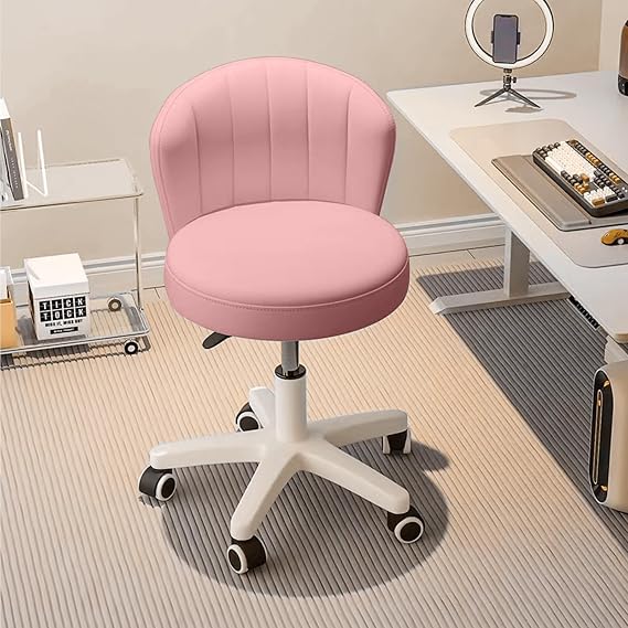Cute Chair Armless,Vanity Chair with Wheels,Small Desk Chair, Adjustable Rolling Swivel forHome Office,Bedroom