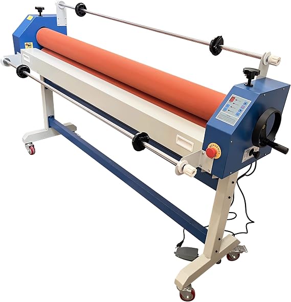 INTSUPERMAI Electric & Manual Cold Laminator Machine Wide Format Cold Laminating Machine with Frame and Casters for Photo Vinyl Film Laminating 110V (51inch 1300mm with holder rod)