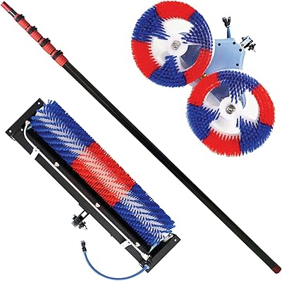 Solar Panel Cleaner,Double Head Brush & Roller Brush,with switchable, 74 cm Wide, Carbon Brush Rod, Suitable for Household/Industrial/Solar Power Plants(AC, 11FT)