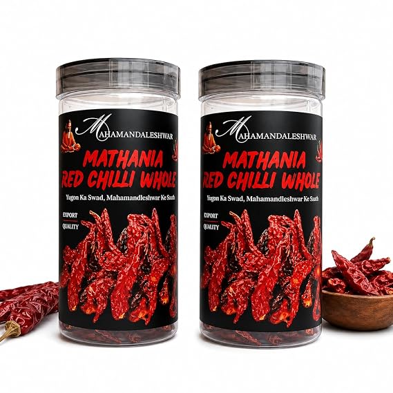 Mathania Red Chilli Whole 200g + 200g =400g | Mahamandaleshwar Rajasthani Premium Dry Red Chili | Traditional Spice with High Oil & Aroma