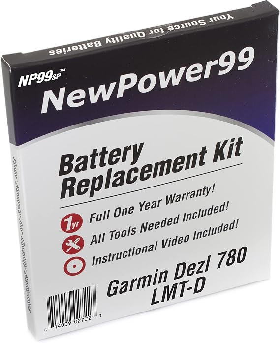 NewPower99 Battery Replacement Kit for Garmin Dezl 780 LMT-D with Installation Video, Tools, and Extended Life Battery.