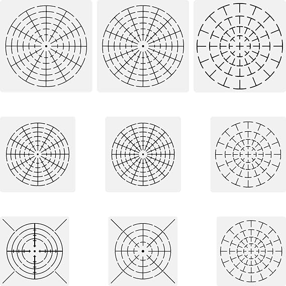 Mandala Dot Painting Stencils - 9 Pack 5.5"/6"/8" Circle Drawing Templates - Mandala Dotting Tools for Rock Painting, DIY Art Projects - Reusable PET Stencil Templates
