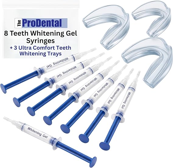 ProDental Teeth Whitening Gel Syringe Refill 8 Pack, 35% Carbamide Peroxide - 48 Treatments, Faster Results Than Tooth Whitening Strips - Pen - Powders and Toothpaste, Safe for Sensitive Teeth
