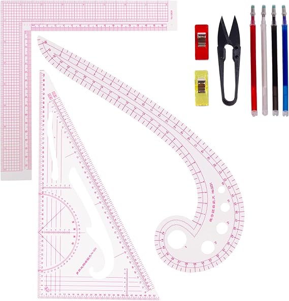 Acrylic Sewing Ruler Set,French Curve Pattern Rulers Kit for Tailors Designers Precision Pattern Making Guides Quilting and DIY Supplies (Ruler Set 1-3Pcs)