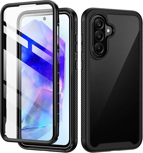 seacosmo for Samsung A56 Case, Galaxy A36 Cover with Screen Protector Black