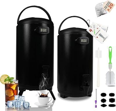 Insulated Beverage Dispenser 2.2 Gallon - Thermal Hot Drink Dispenser for Parties, Hot Beverage Container with Stand for Water Coffee Tea Cocoa, Black, 2 Pack, Non-Electric,New
