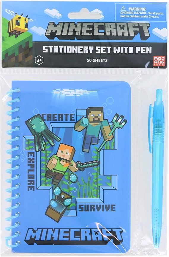 Minecraft Spiral Notebook with Pen | 50 Sheets