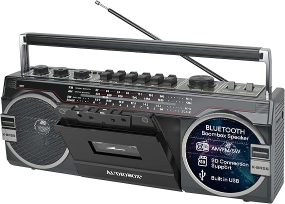 Audiobox Retrobox Bluetooth Speaker with AM/FM/SW Radio, Black