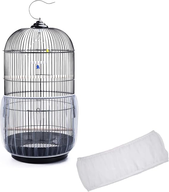 Bird Cage Seed Catcher, Suitable for Ranging from 39 to 71 Inches, Stretchy Form Fitting Mesh Skirt Cover for Parrot Enclosures, Parakeet Cage, Bird Cage Accessories, Small Bird Cage