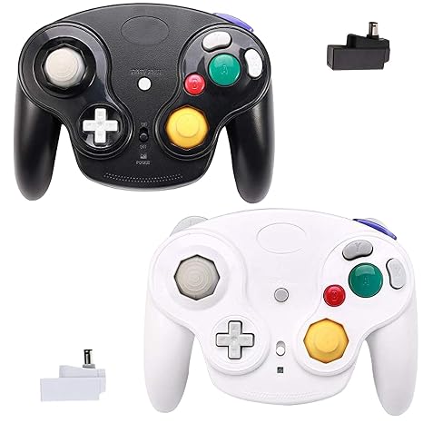 TOOPONE Wireless Gamecube Controllers, Classic Wavebird Wireless Wii Controller Remote Gamepad Joystick for Nintendo Gamecube & Wii (Black and White)