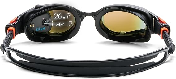 FINIS Smart Goggle Max Kit - Open Water Swim Goggles - CIYE App Sync - Leak-Proof - Triathlon Approved - Orange Mirror/Black