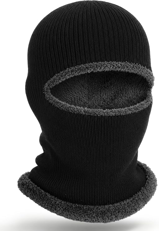 Blulu Ski Mask for Men Knitted Full Winter Face Mask 1 Hole Balaclava Ski Hat for Cold Weather Men Women