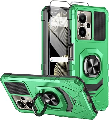 for Cricket Outlast 5G 2024 Phone Case AT&T Motivate Pro 5G Case with Tempered Glass Screen Protector,Military Grade Heavy Duty Shockproof Protective Cover,with Ring Kickstand Green