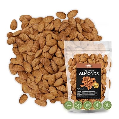 Dry Roasted Almonds Unsalted 48 oz 3 lbs Batch Tested Gluten & Peanut Free | No Oil | Whole | No PPO | Non-GMO | No Herbicide | Healthy Protein Boost | Premium Quality | Try the difference