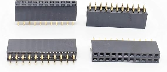 25-Pack 22P 2.54mm 0.1" Pitch PCB Female Pin Headers 2x11 Dual Rows 22 Pins Female Sockets to Male Straight PCB DIP, Double Rows PC Board Through-Board Strip (2x11-22P-25PK)