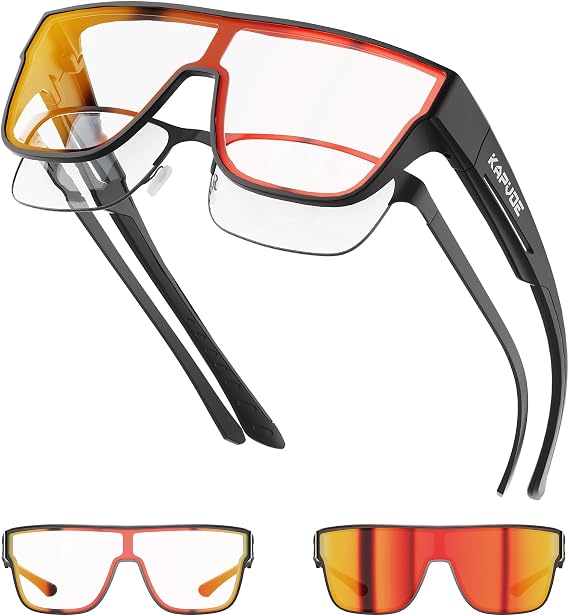 KAPVOE Photochromic Sunglasses Fit Over Glasses for Men Women Oversized Square UV400 Sports Cycling Golf Outdoor Sports K216
