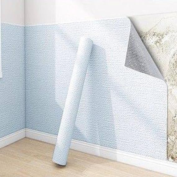 Insulating Thermal Wallpaper, 5 mm Insulation Wall Paper Roll, Waterproof/Soundproof, Self-Adhesive Thermal Wall Panels for Walls Decor/Bedroom(Blue,50 x 1000 CM)