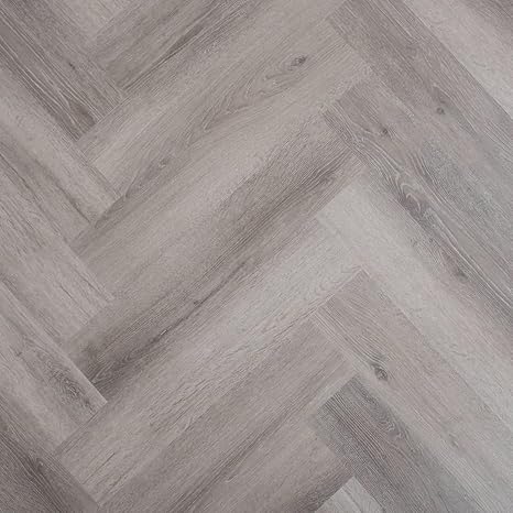 LVT Herringbone Click Vinyl Flooring Premium Waterproof Luxury Vinyl Tile Flooring 2.36m² Coverage Per Pack | Living, Dining Room, Kitchen, Lounge Floor (Grey Oak)