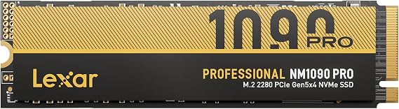 Lexar 1TB NM1090 PRO NVMe SSD, 14,000/10,000 MB/s, M.2 2280, PCIe Gen 5 | Ideal for AI Computing, Gaming, Content Creation, Thermal Control, DirectStorage Enabled, DRAM & SLC Cache, LNM109P001T-RNNNU