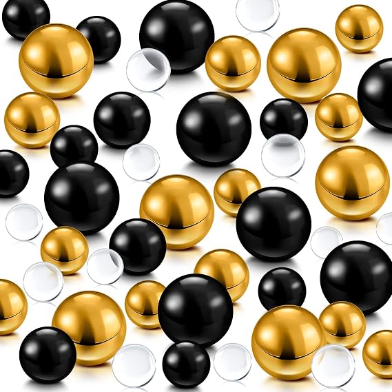 Sureio 6400 Pieces No Hole Pearls for Centerpieces Vase Filler Beads Clear Water Gel Polished Pearls for Home Candle Wedding Birthday Party Table Decor 8/14/20 mm (Black Gold)