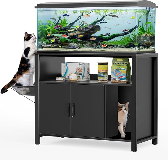 GDLF 40-50 Gallon Fish Tank Stand with Hidden Cat Litter Box Cabinet