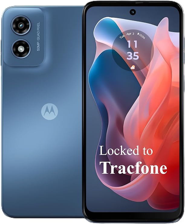 Tracfone Motorola Moto g Play 2024 [Activation Promotion] Locked to Tracfone, 64GB, Includes 1500Min/1500Txt/1500MB, 365 Days Service Plan, 6.5" 90Hz Display, 50MP Camera, Storage 4GB RAM