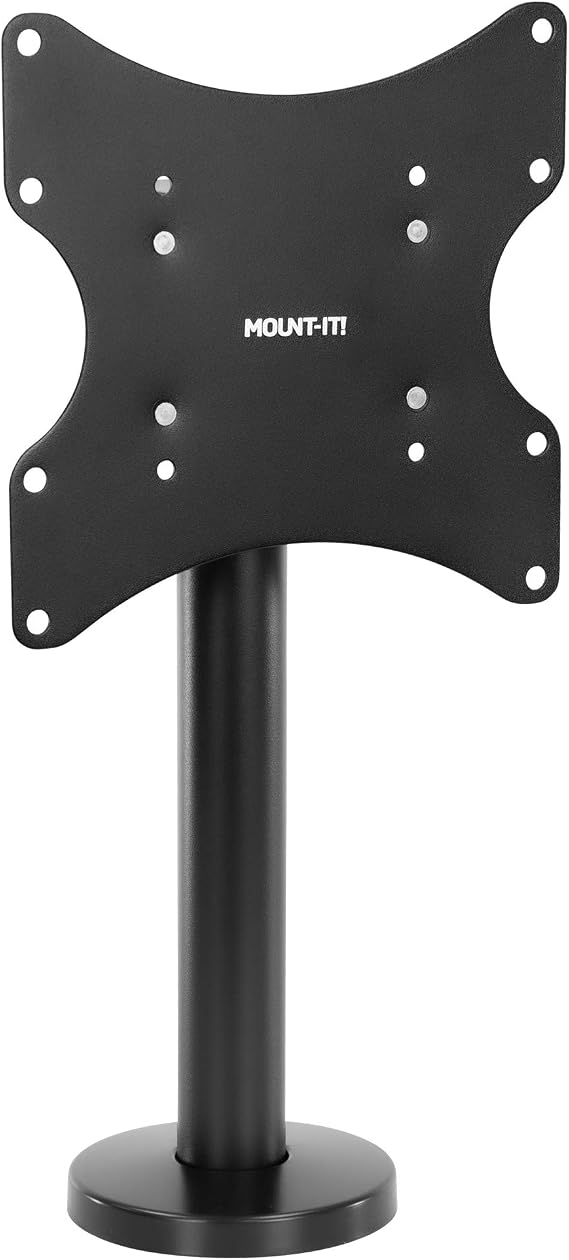 Mount-It! Bolt Down TV Stand, Anti-Tip Swivel Tabletop TV Mount for 23"43" Screens up to 110 lbs, VESA 100x100 to 200x200, Low-Profile Desktop TV Base for Desk or Bedroom, Steel, Black