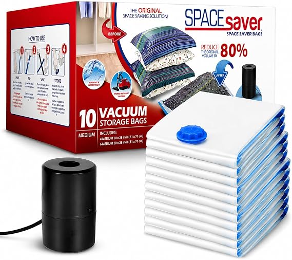 Spacesaver 10 Medium Vacuum Storage Bags with Electric Pump