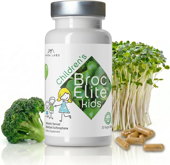 BrocElite Mara Labs Kids | Broccoli Supplement for Children | 30 Capsules | Broccoli Supplement w/Naturally Stabilized Sulforaphane Extract for Children | No Glyphosate Residue | Vegan