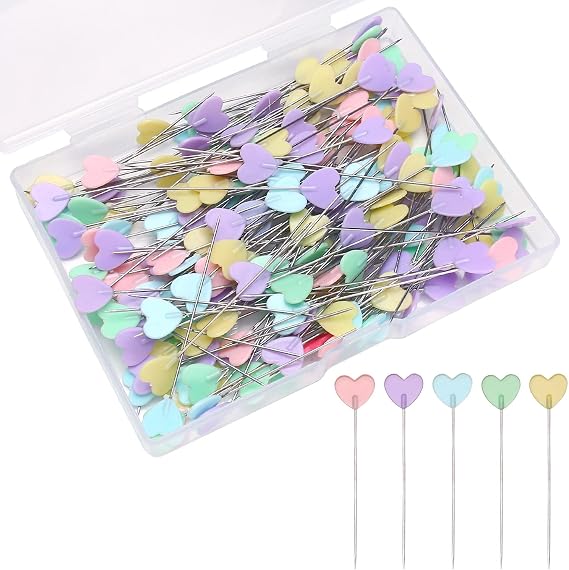 Elisel 200 pcs Multicolor Straight Pins Straight Quilting Pins Craft Positioning Pins Fixed Sewing Marker Needle for Crafting Dressmaker and Other Crafts Making (Love Hearts)