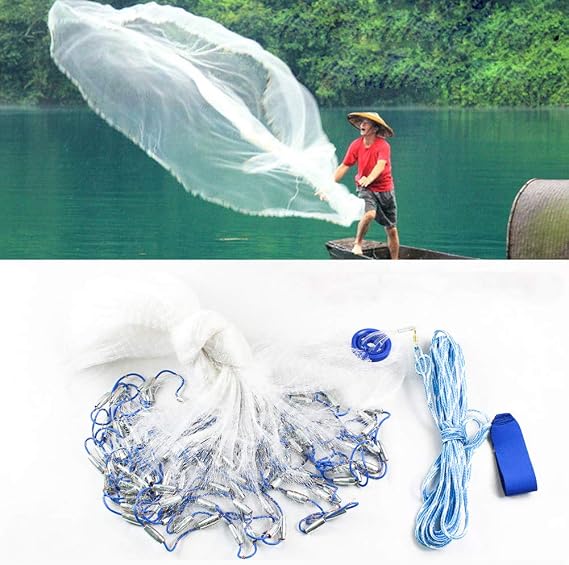 Fishing Net Nylon Silk Nets Fishing Net Monofilament Gill Net Fish Net Hand Cast Fishing Net 6.6 Meter
